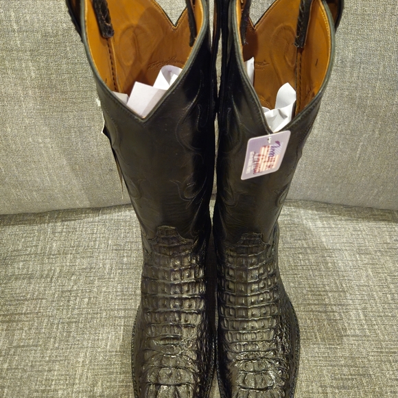 Tony Lama Exotic Hornback Caiman Western Boots Square Toe SG1049 Men's Size 10 D - Picture 5 of 9